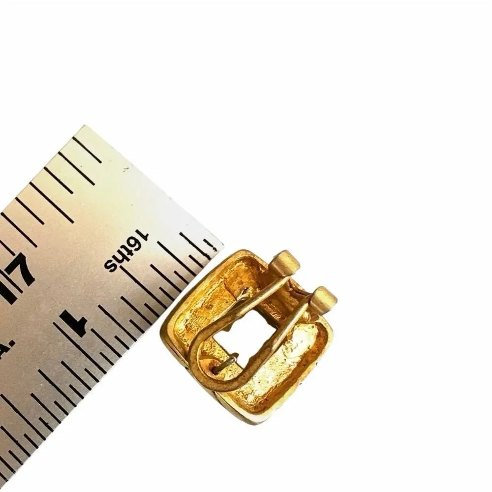 Gold Tone Square Earrings with Cat’s Eye Style Glass